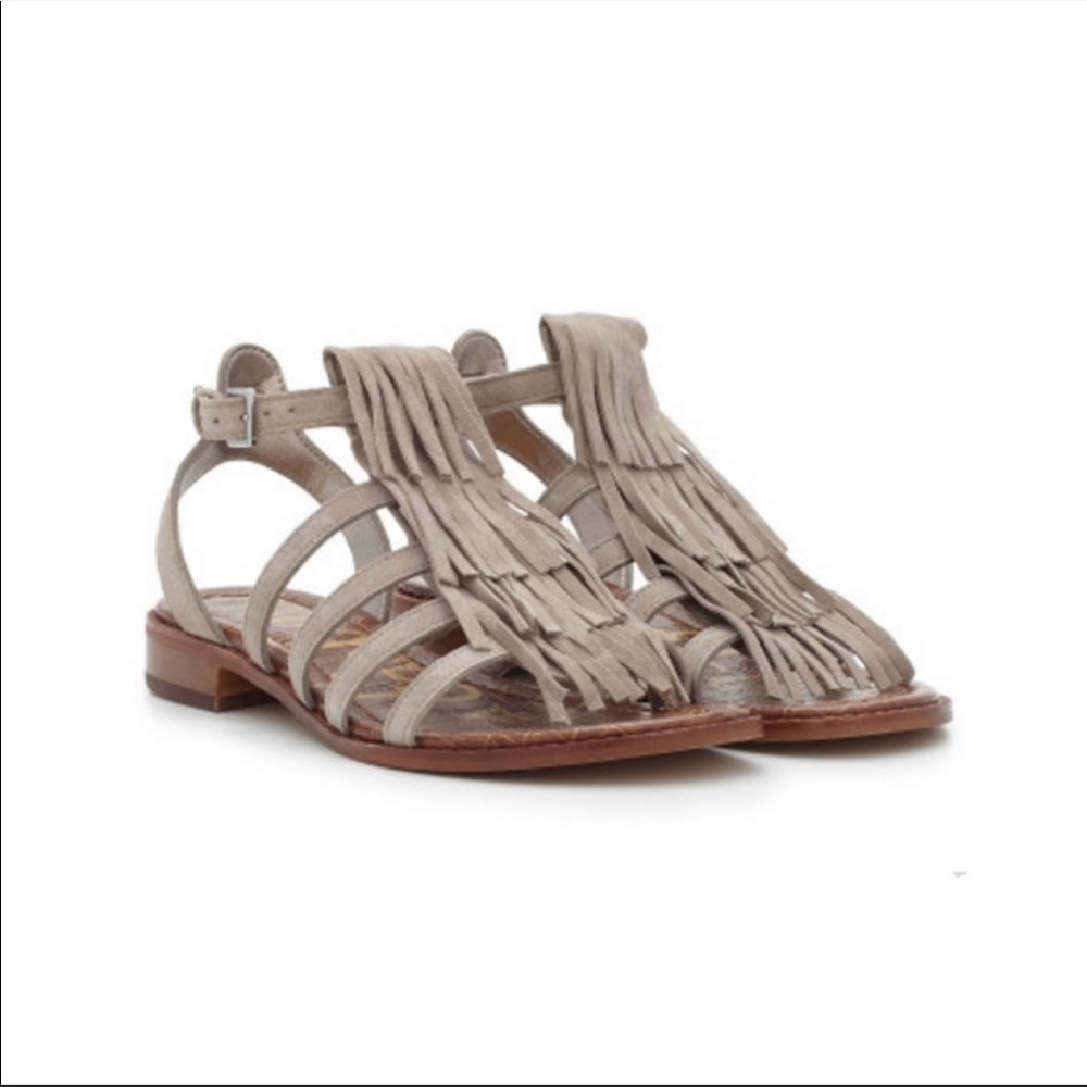Sam Edelman Estelle Fringe grey Suede Sandals 9